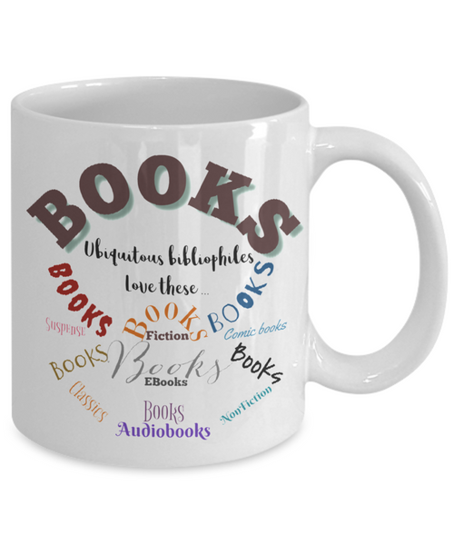 Booklovers love books mug, 11 oz. white ceramic mug