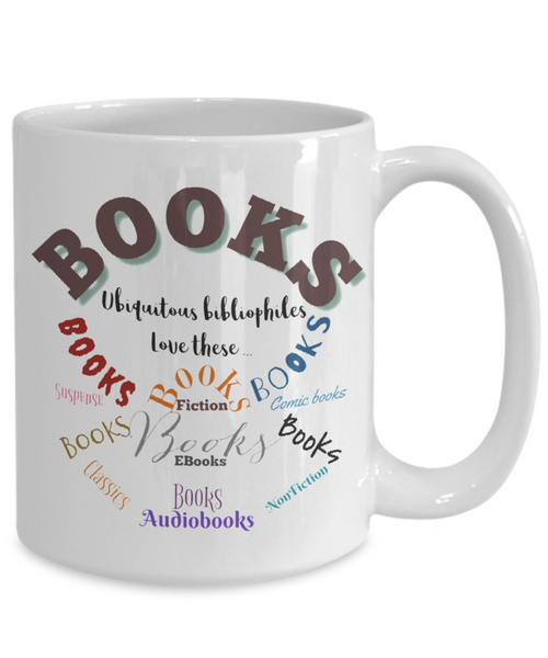 Booklovers love books mug, 11 oz. white ceramic mug