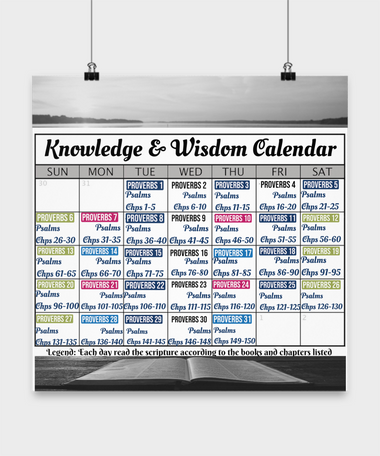 Wisdom Calendar Calendar Planner Devotional Calendar Monthly Calendar Proverbs Calendar Psalms Calendar