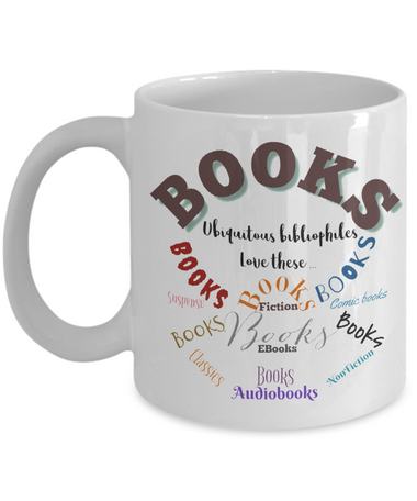 Booklovers love books mug, 11 oz. white ceramic mug
