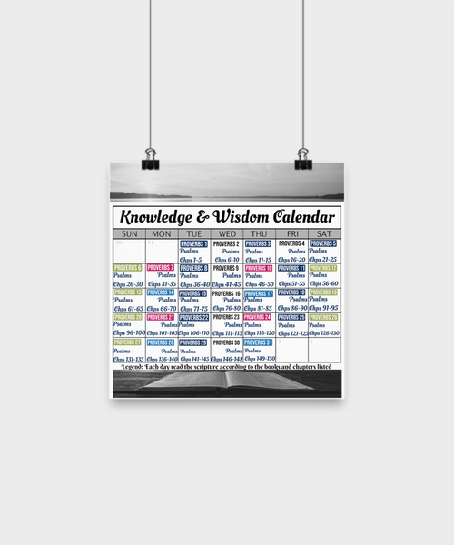 Wisdom Calendar Calendar Planner Devotional Calendar Monthly Calendar Proverbs Calendar Psalms Calendar