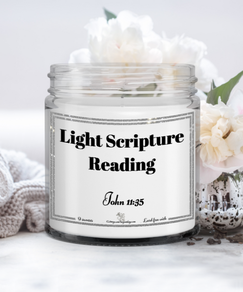 Light scripture reading candle, Jesus Wept Candle, Funny scripture reading candle
