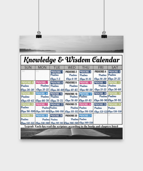 Wisdom Calendar Calendar Planner Devotional Calendar Monthly Calendar Proverbs Calendar Psalms Calendar