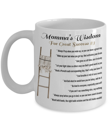 Momma’s Wisdom Success #3 mug, Momma success gift