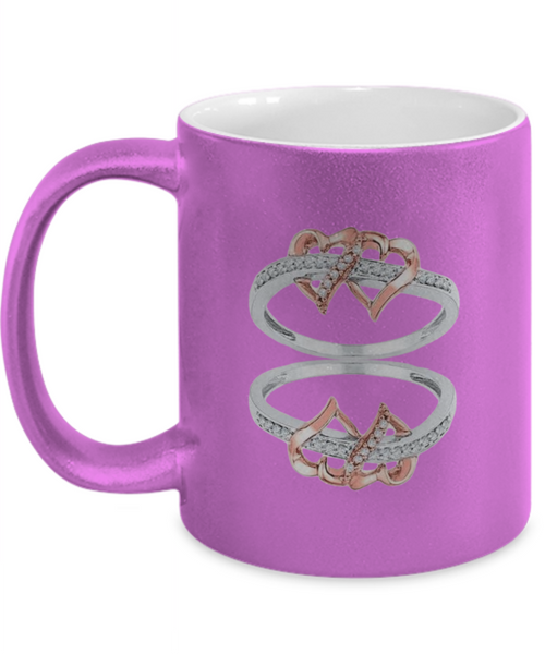 Two Heart Rings Metallic Mug